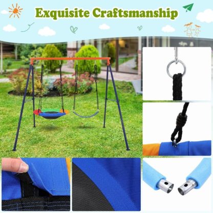 Swing Sets |  45″ Saucer Swing with Stand for Kids 2 Seat Sports & Fitness Swing Sets