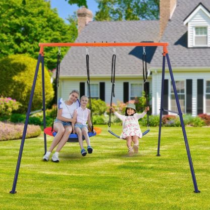 Swing Sets |  45″ Saucer Swing with Stand for Kids 2 Seat Sports & Fitness Swing Sets