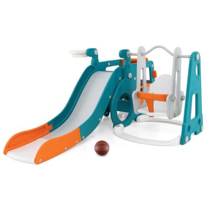 Swing Sets |  5-in-1 Baby Indoor Toddler Slide Set w/ Basketball Hoop & Swing Sports & Fitness Swing Sets