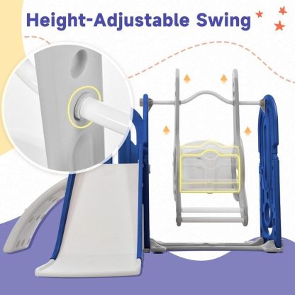 Swing Sets |  5 in 1 Kids Playground Freestanding Climber and Slide Set, with Swing and Basketball Hoop Playset for Outdoor Sports & Fitness Swing Sets