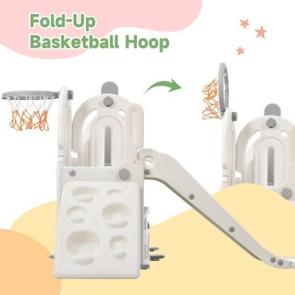 Swing Sets |  5 in 1 Kids Playground Freestanding Climber and Slide Set, with Swing and Basketball Hoop Playset for Outdoor Sports & Fitness Swing Sets