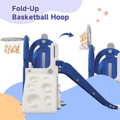 Swing Sets |  5 in 1 Kids Playground Freestanding Climber and Slide Set, with Swing and Basketball Hoop Playset for Outdoor Sports & Fitness Swing Sets