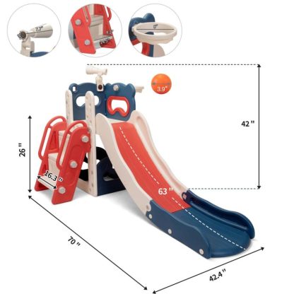 Swing Sets |  5 In 1 Kids Slide and Climber Playset Sports & Fitness Swing Sets