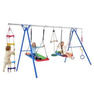 Swing Sets |  Toddler Slide and Swing Set 10 in 1, Kids Slide for Toddler Age 1-3 with Basketball Hoop, Kids Slide Playset Structure Sports & Fitness Swing Sets