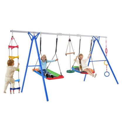 Swing Sets |  5 in 1 Outdoor Toddler Swing Set for Backyard Sports & Fitness Swing Sets