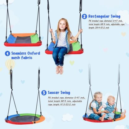 Swing Sets |  5 in 1 Outdoor Toddler Swing Set for Backyard, Playground Swing Sets with Steel Frame, Multifunction Playsets Sports & Fitness Swing Sets