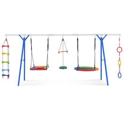 Swing Sets |  5 in 1 Outdoor Toddler Swing Set for Backyard, Playground Swing Sets with Steel Frame, Multifunction Playsets Sports & Fitness Swing Sets