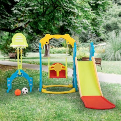 Swing Sets |  5 in 1 Slide and Swing Playing Set Sports & Fitness Swing Sets