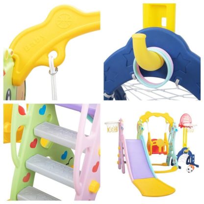 Swing Sets |  5 in 1 Slide and Swing Playing Set Sports & Fitness Swing Sets