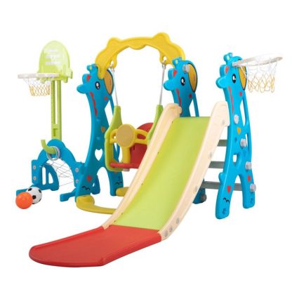 Swing Sets |  5 in 1 Slide and Swing Playing Set Sports & Fitness Swing Sets