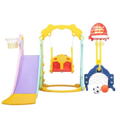 Swing Sets |  5 in 1 Slide and Swing Playing Set Sports & Fitness Swing Sets