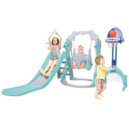 Swing Sets |  5 in 1 Slide and Swing Playing Set Sports & Fitness Swing Sets