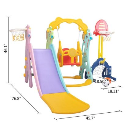 Swing Sets |  5 in 1 Slide and Swing Playing Set Sports & Fitness Swing Sets