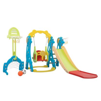 Swing Sets |  5 in 1 Slide and Swing Playing Set Sports & Fitness Swing Sets