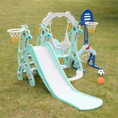 Swing Sets |  5 in 1 Slide and Swing Playing Set Sports & Fitness Swing Sets