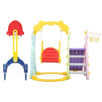 Swing Sets |  5 in 1 Slide and Swing Playing Set Sports & Fitness Swing Sets