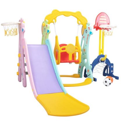 Swing Sets |  5 in 1 Slide and Swing Playing Set Sports & Fitness Swing Sets