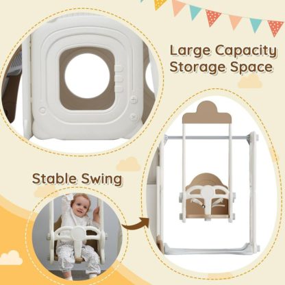 Swing Sets |  5 in 1 Toddler Slide and Swing Set, Kids Playground Climber Slide Playset with Drawing Whiteboard, Freestanding Combination Sports & Fitness Swing Sets