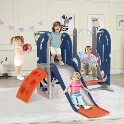 Swing Sets |  5 in 1 Toddler Slide, Swing and Slide for Toddlers Age 1-3, Slide for Kids, Indoor Outdoor Backyard Toddler Playground Sports & Fitness Swing Sets