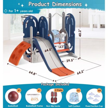 Swing Sets |  5 in 1 Toddler Slide, Swing and Slide for Toddlers Age 1-3, Slide for Kids, Indoor Outdoor Backyard Toddler Playground Sports & Fitness Swing Sets