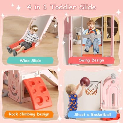 Swing Sets |  5 in 1 Toddler Slide, Swing and Slide for Toddlers Age 1-3, Slide for Kids, Indoor Outdoor Backyard Toddler Playground Sports & Fitness Swing Sets