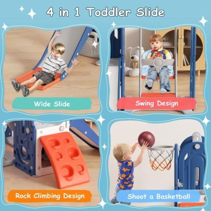 Swing Sets |  5 in 1 Toddler Slide, Swing and Slide for Toddlers Age 1-3, Slide for Kids, Indoor Outdoor Backyard Toddler Playground Sports & Fitness Swing Sets