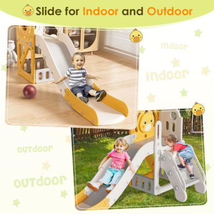 Swing Sets |  5 in 1 Yellow Toddler Slide, Slide for Toddlers Age 1-3, Indoor Outdoor Backyard Playground Cute Duck Theme Baby Slide Toy Sports & Fitness Swing Sets