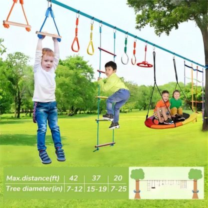 Swing Sets |  50FT Ninja Warrior Obstacle Course Sauser Swing Set – Red Sports & Fitness Red