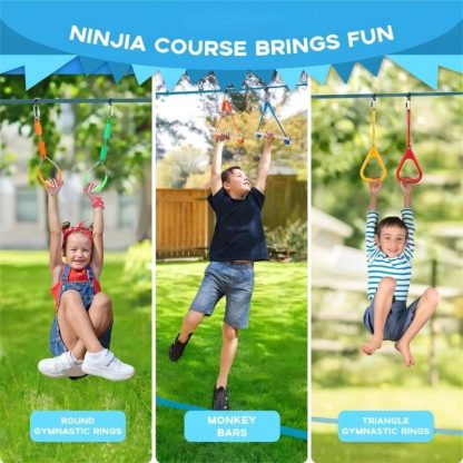 Swing Sets |  50FT Ninja Warrior Obstacle Course Sauser Swing Set – Red Sports & Fitness Red