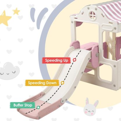 Swing Sets |  6 in 1 Toddler Slide and Swing Set, Kids Playground Climber Slide Playset with Fairy House, Freestanding Slide for Babies Sports & Fitness Swing Sets