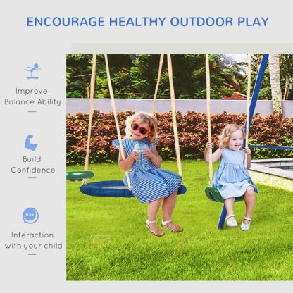 Swing Sets |  616 lbs Swing Set, 5 in 1 Heavy-Duty A-Frame Stand Outdoor Playset – Blue Sports & Fitness Swing Sets