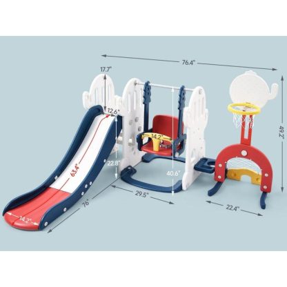 Swing Sets |  7 in 1 Toddler Slide and Swing Set Sports & Fitness Blue/Green/Grey