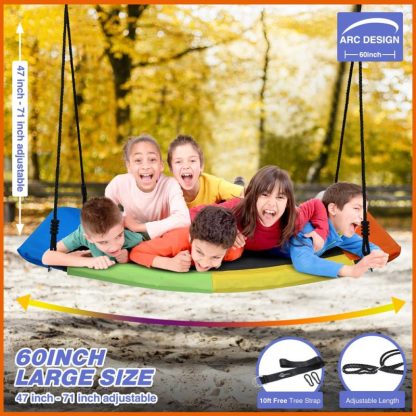 Swing Sets |  700lb Giant 60″ Skycurve Platform Tree Swing for Kids and Adults Wear- Resistant with 2 Hanging Straps Sports & Fitness Swing Sets