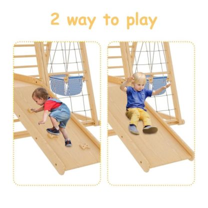 Swing Sets |  8 in 1 Indoor Kids Playground,Jungle Gym Toys,Toddler Climber Playset with Slide Sports & Fitness Swing Sets