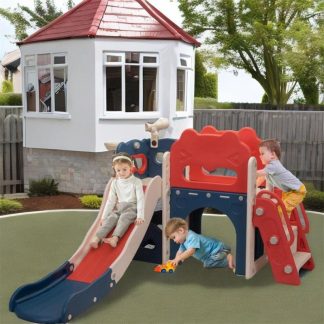 Swing Sets |  8-In-1 Kids Slide Playset with Basketball and Game Telescope Sports & Fitness Swing Sets