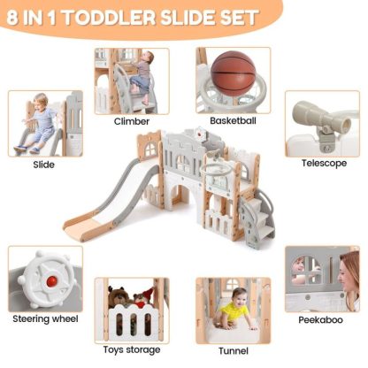 Swing Sets |  8 in 1 Toddler Slide Indoor Slide Toddler Playset for Toddlers 1-3 Sports & Fitness Swing Sets