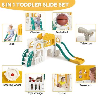 Swing Sets |  8 in 1 Toddler Slide Indoor Slide Toddler Playset for Toddlers 1-3 Sports & Fitness Swing Sets