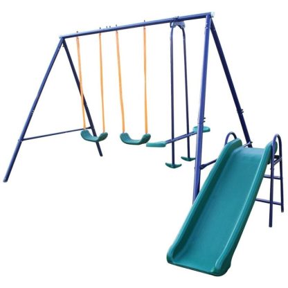 Swing Sets |  A-Frame Metal Swing Set with Slide Sports & Fitness Swing Sets