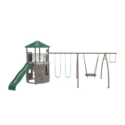 Swing Sets |  Adventure Tower with spider swing Sports & Fitness Brown-Green