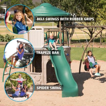 Swing Sets |  Adventure Tower with spider swing Sports & Fitness Brown-Green