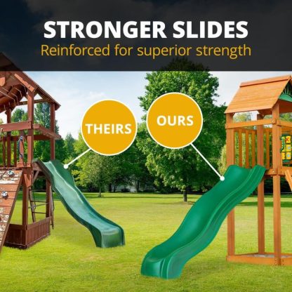 Swing Sets |  Avalon Outdoor Wooden Swing Set with Wood Roof & Gray Slide Sports & Fitness Swing Sets