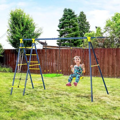 Swing Sets |  Children’s Playground Set, Adjustable Ropes, and Metal Frame Sports & Fitness Swing Sets