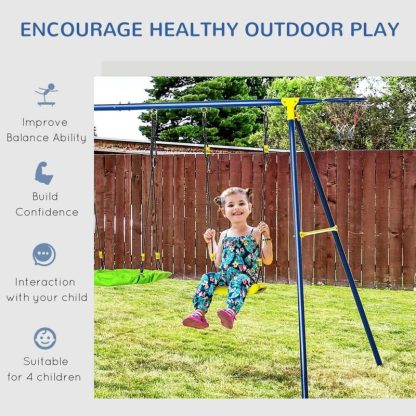 Swing Sets |  Children’s Playground Set, Adjustable Ropes, and Metal Frame Sports & Fitness Swing Sets