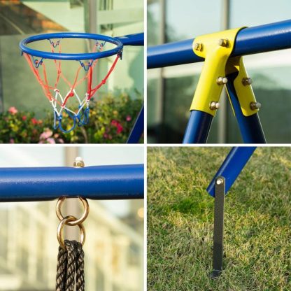 Swing Sets |  Children’s Playground Set, Adjustable Ropes, and Metal Frame Sports & Fitness Swing Sets