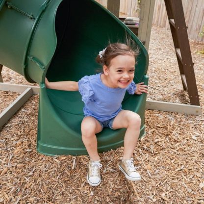 Swing Sets |  Cozy Escape Wood 2-decker Playhouse with Twisty Slide Sports & Fitness Swing Sets