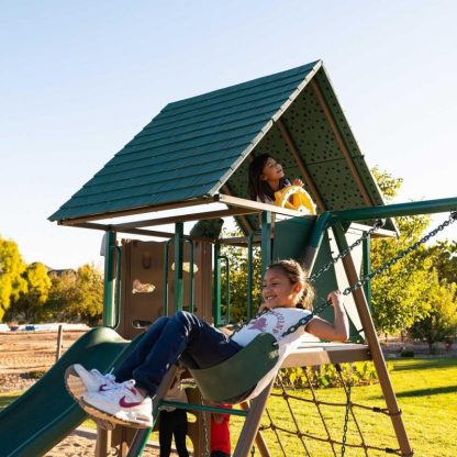 Swing Sets |  Deluxe Swing Set Sports & Fitness Brown-Green