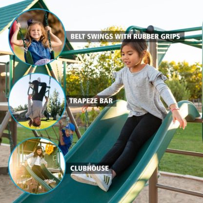 Swing Sets |  Deluxe Swing Set Sports & Fitness Brown-Green