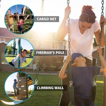 Swing Sets |  Deluxe Swing Set Sports & Fitness Brown-Green