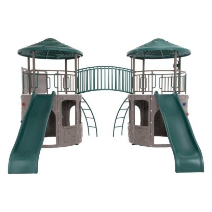 Swing Sets |  Double Adventure Tower Sports & Fitness Brown-Green