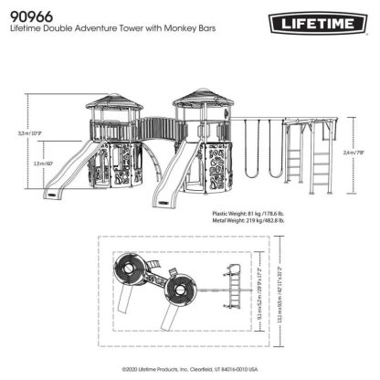 Swing Sets |  Double Adventure Tower with Monkey Bars Sports & Fitness Swing Sets